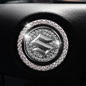 Car one-click start button fashion crystal logo sticker